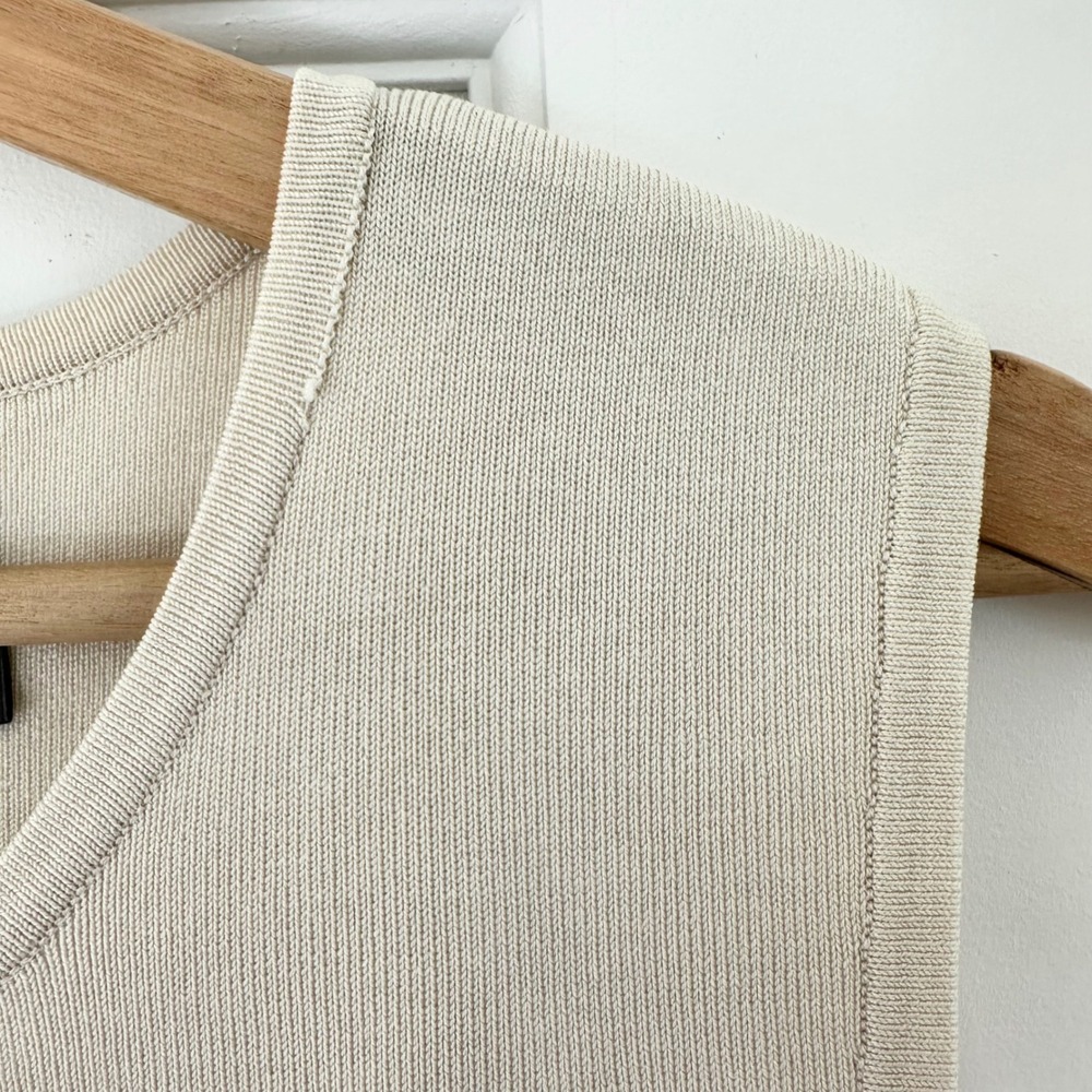 Vintage 90s Liz Claiborne Cream Knit Tank Top Sleeveless Sweater Shell Top - Picture 3 of 6